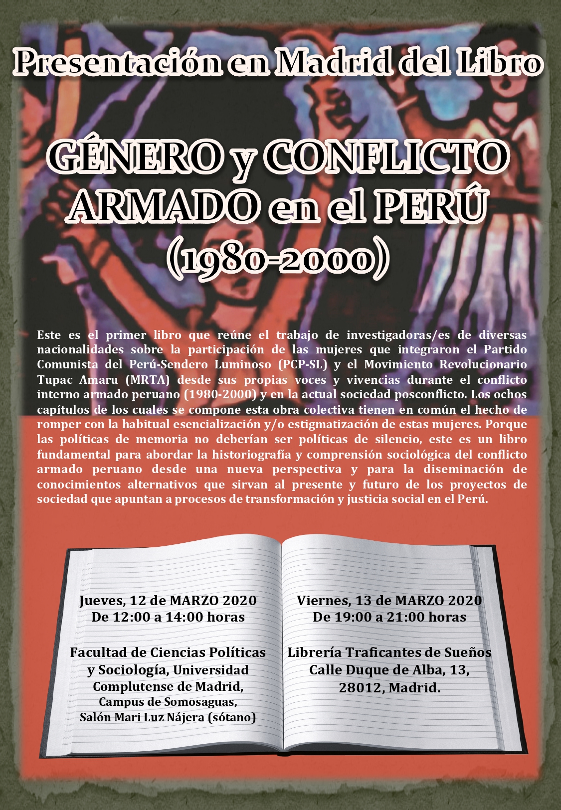 Presentación Libro “Género y Conflicto Armado en el Perú”: mujeres combatientes peruanas (1980-2000)